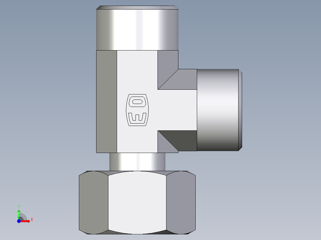 卡套式工业通用硬管接头EO_Standpipe_run_tee_EVL15LOMD71前视图