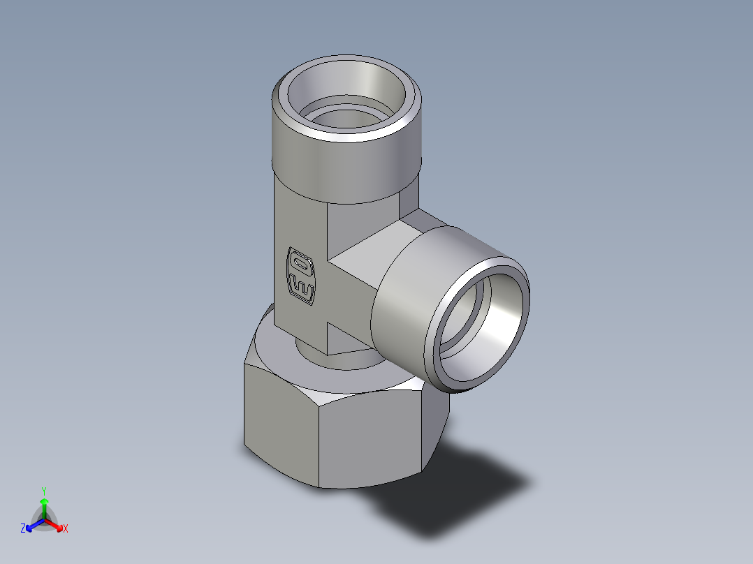 卡套式工业通用硬管接头EO_Standpipe_run_tee_EVL15LOMD71正等轴测图