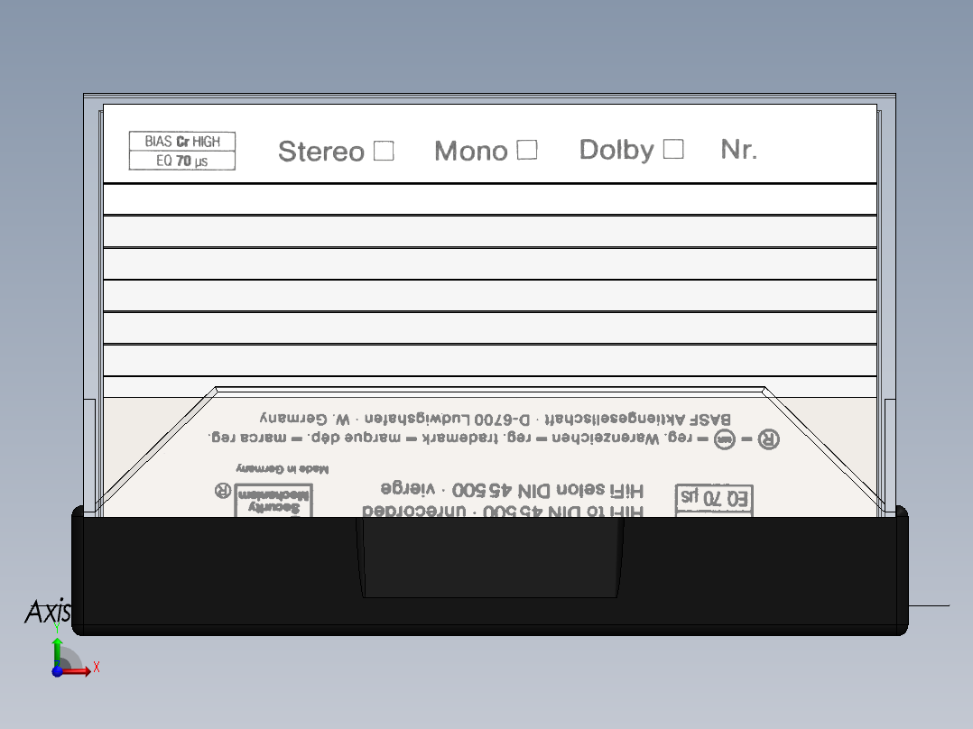 盒式录音带盒前视图