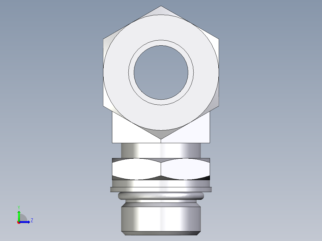 卡套式工业通用硬管接头EO_Adjustable_locknut_branch_tee_TEE18LMORCF左视图