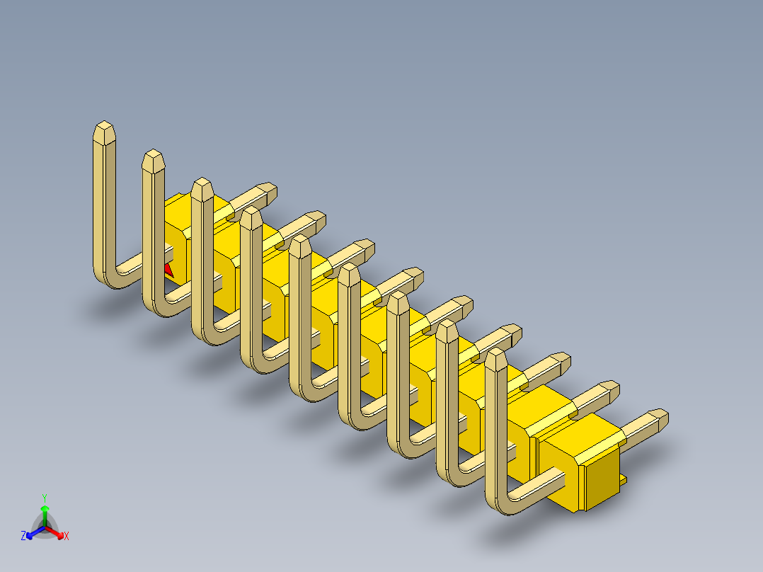 彩色公排针 100mil 2.54mm 系列-DS1022_yellow_09p_100mil_TypeU_rev1.0