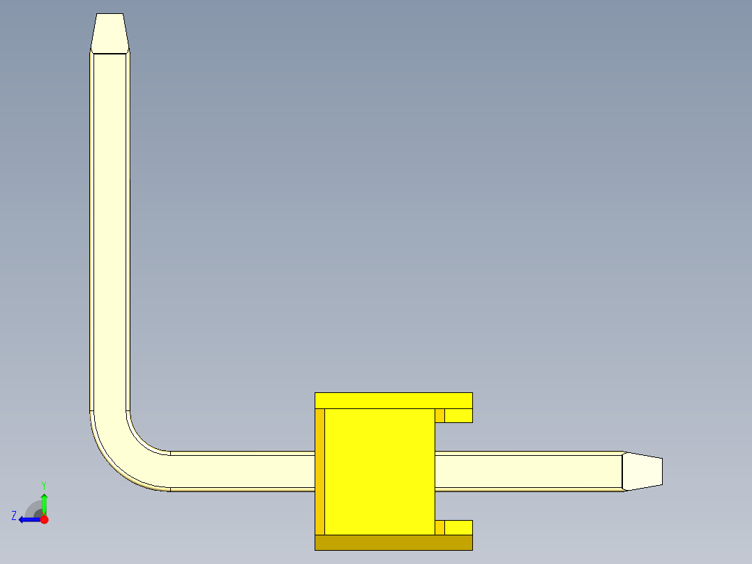 彩色公排针 100mil 2.54mm 系列-DS1022_yellow_09p_100mil_TypeU_rev1.0右视图