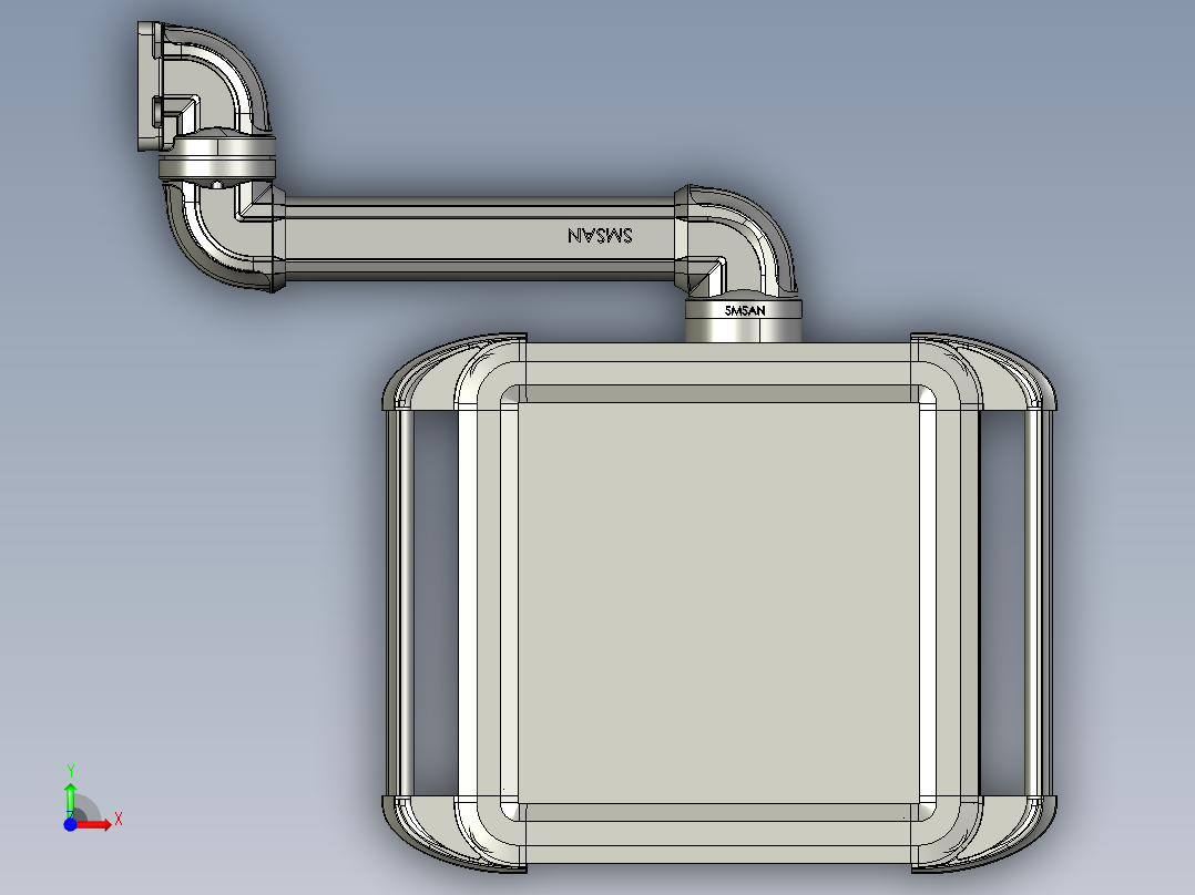 向上墙座+90度箱体连接器+控制箱前视图