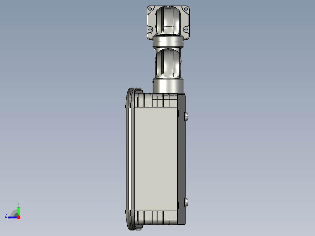 向上墙座+90度箱体连接器+控制箱右视图