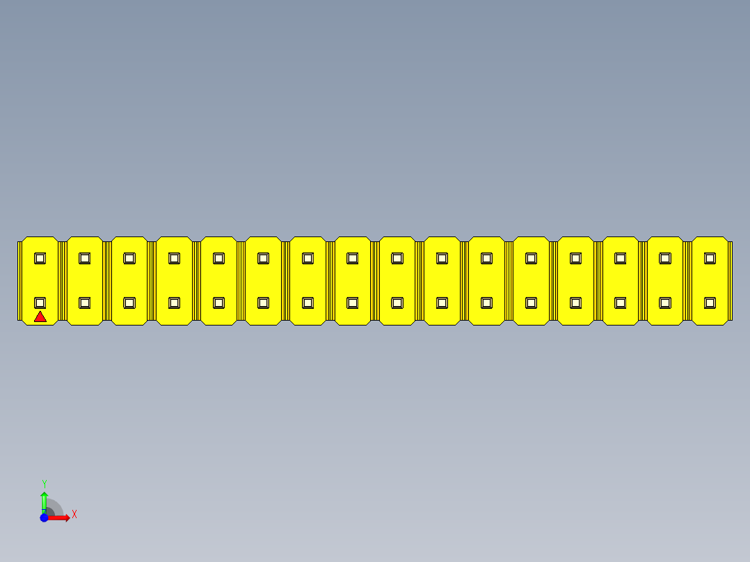 彩色公头100mil（2.54mm）系列-DS1021_yellow_2x16p_100mil_Type1_rev1.0前视图