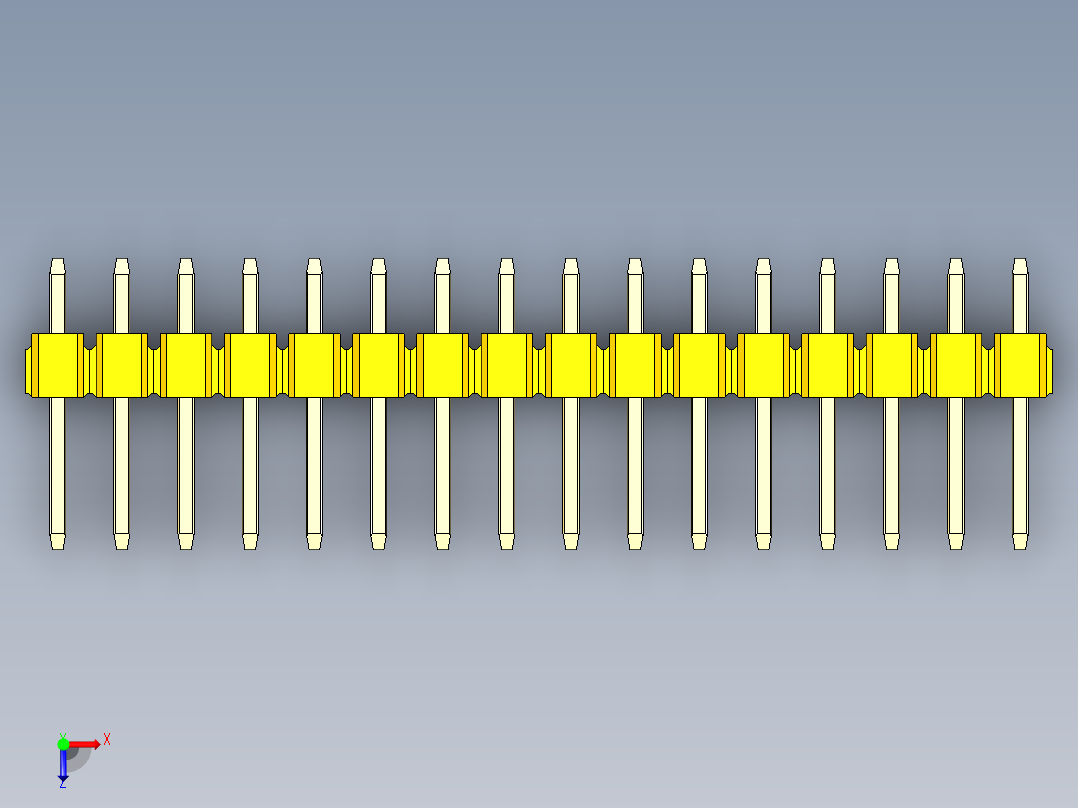 彩色公头100mil（2.54mm）系列-DS1021_yellow_2x16p_100mil_Type1_rev1.0俯视图