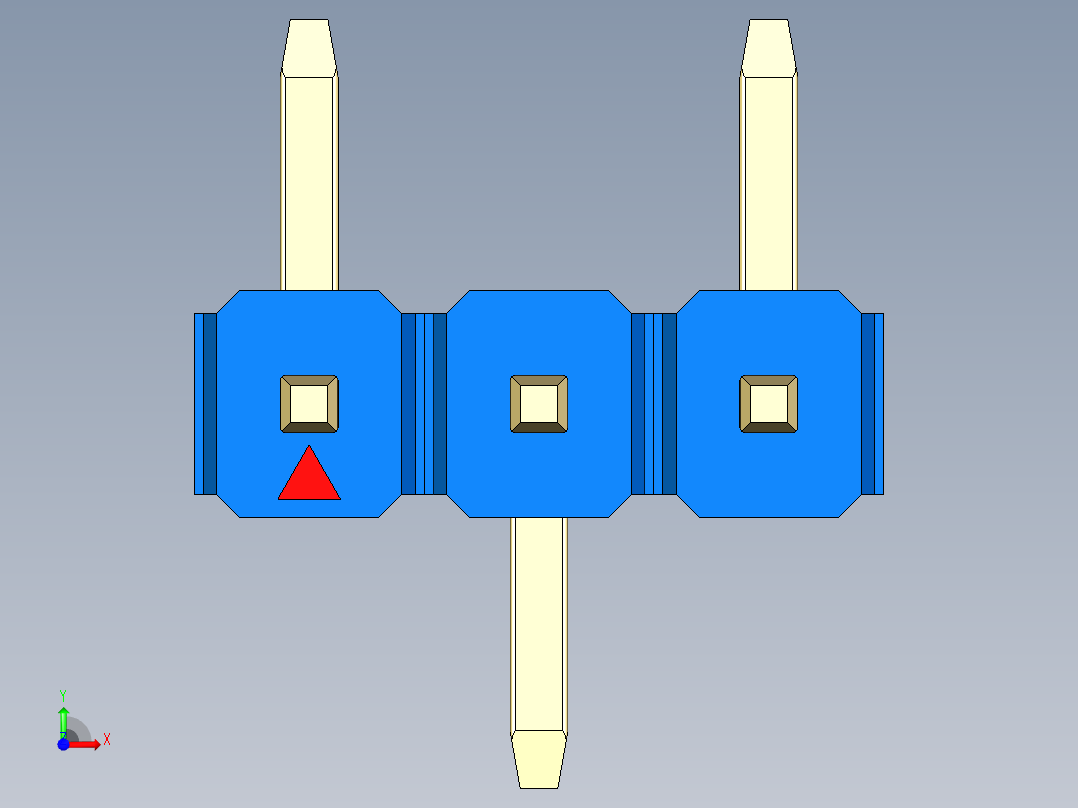 彩色公排针 100mil 2.54mm 系列-DS1022_blue_03p_100mil_Type_SMT_R1_rev1.0前视图