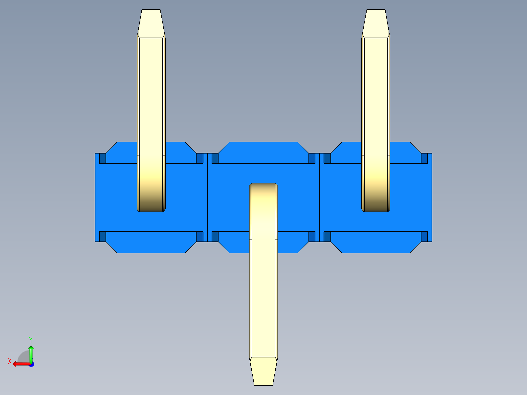 彩色公排针 100mil 2.54mm 系列-DS1022_blue_03p_100mil_Type_SMT_R1_rev1.0后视图