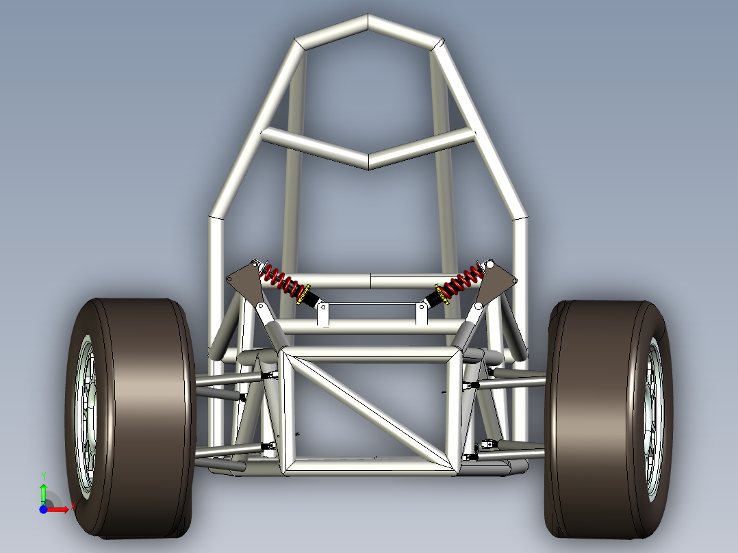钢管车底盘简易结构3D图纸前视图