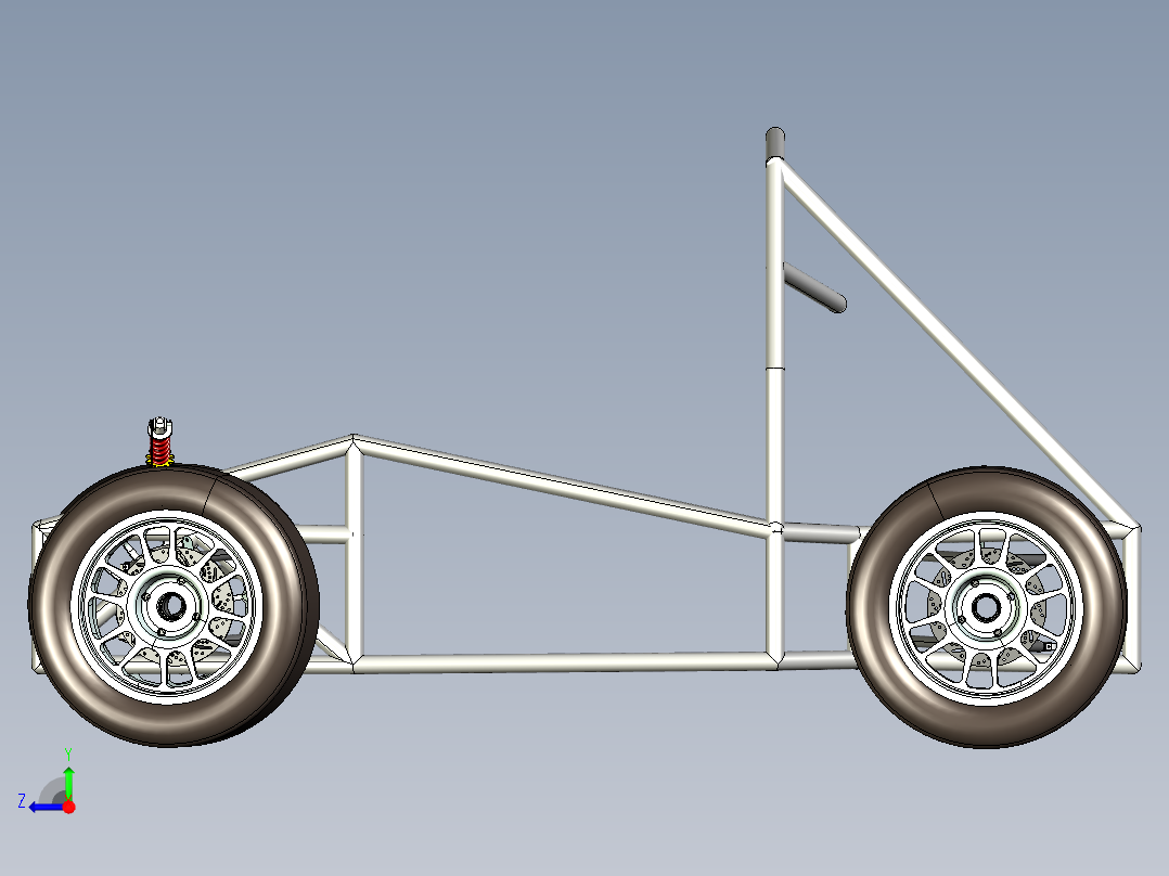 钢管车底盘简易结构3D图纸右视图
