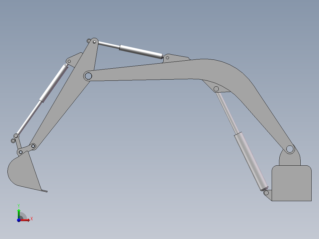 挖掘机挖掘机构模型与仿真前视图