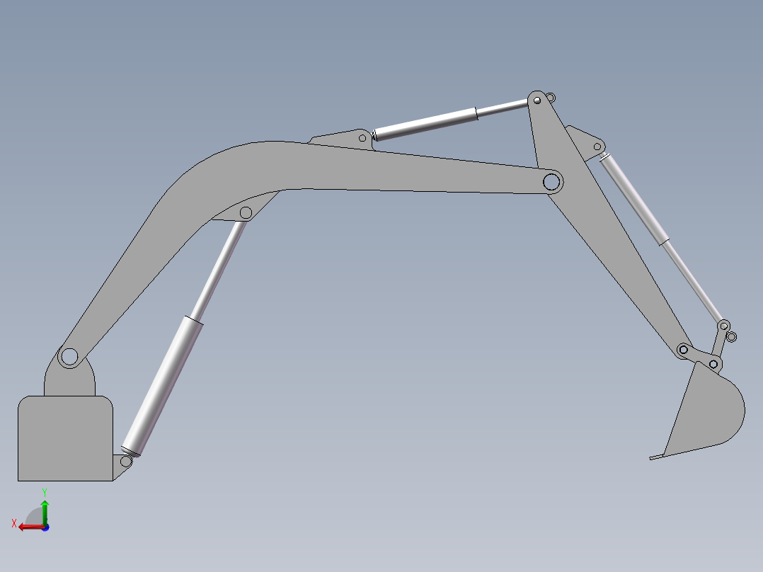 挖掘机挖掘机构模型与仿真后视图