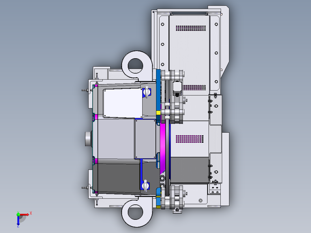重载高速梯主机及主机架sw19俯视图
