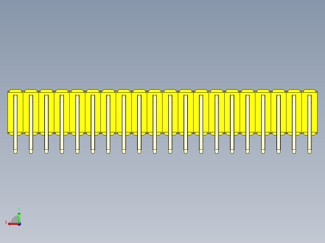 彩色公排针 100mil 2.54mm 系列-DS1022_yellow_3x20p_100mil_TypeD_rev1.0后视图