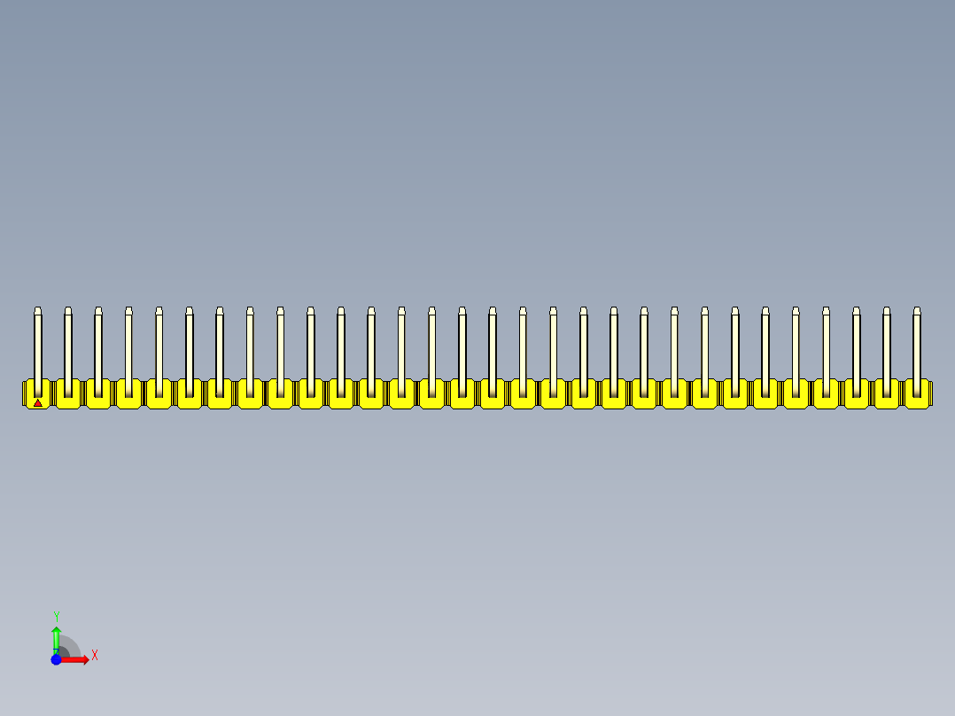 彩色公排针 100mil 2.54mm 系列-DS1022_yellow_30p_100mil_TypeU_rev1.0前视图