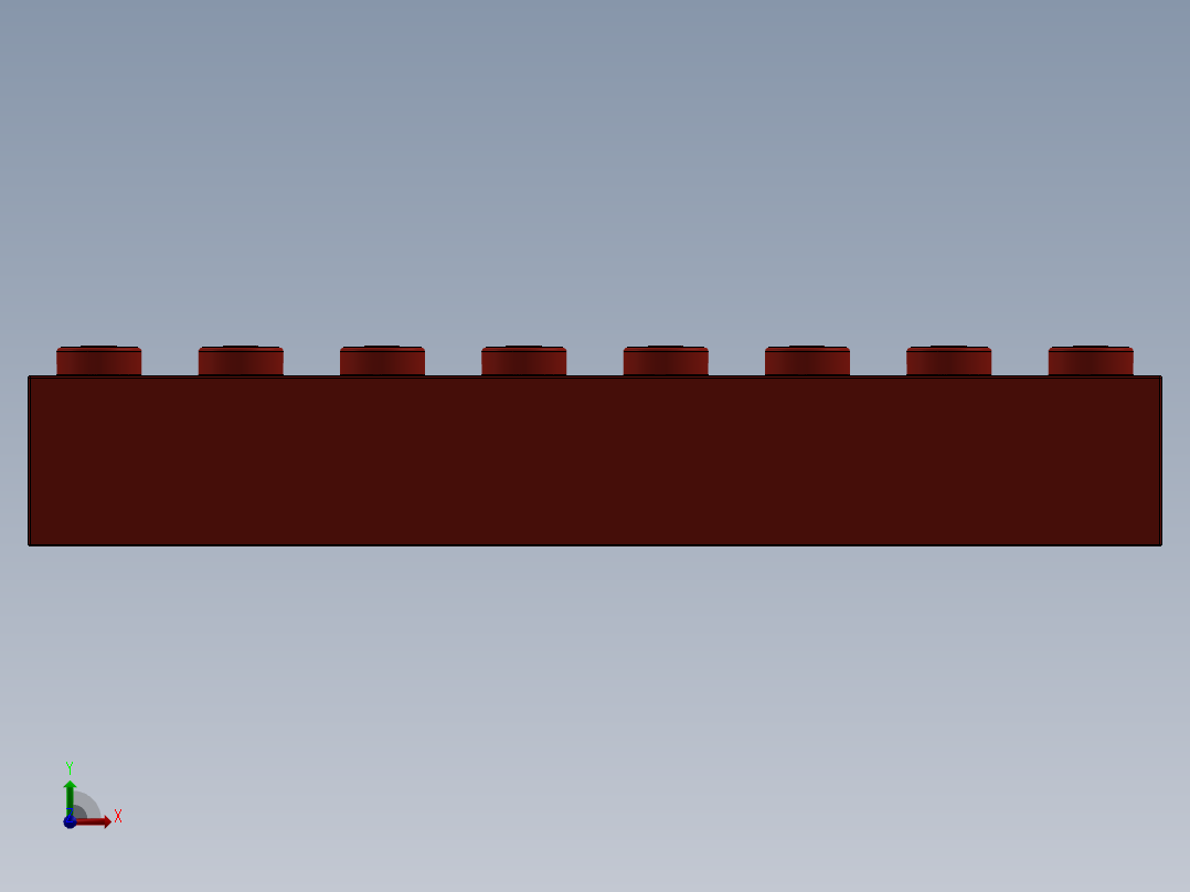 乐高套装 4421基本积木-300821 Bright Red Brick 1 x 8.SLDPRT前视图