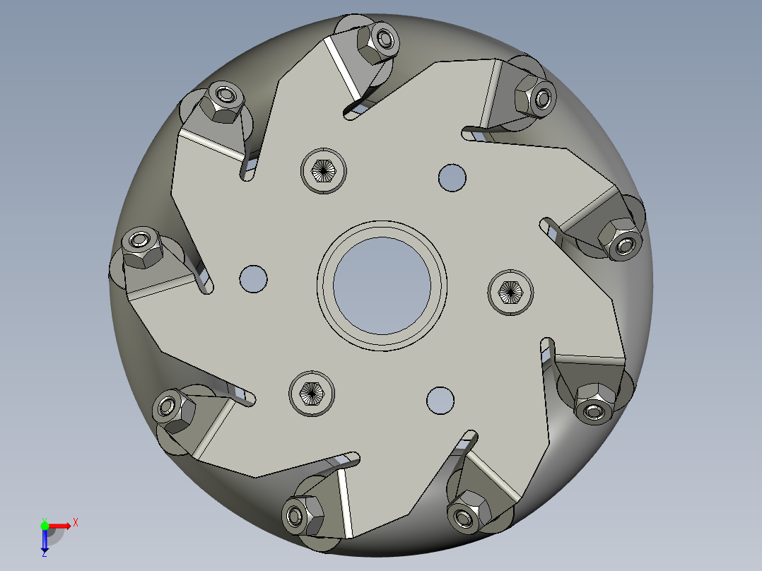 9辊子麦克纳姆轮俯视图