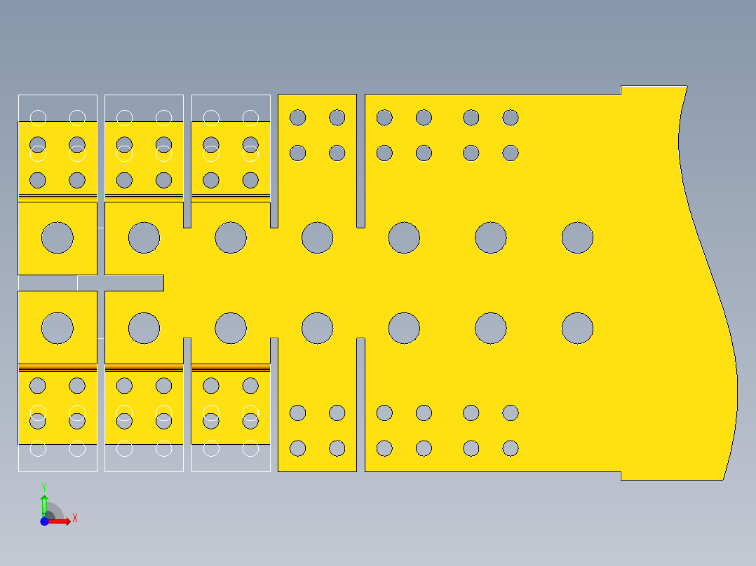 Z形零件级进模（CAD图+UG三维）前视图
