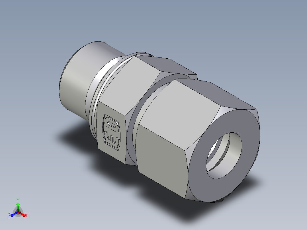 卡套式工业通用硬管接头EO_Male_Stud_connector_GEO12SMCF正等轴测图