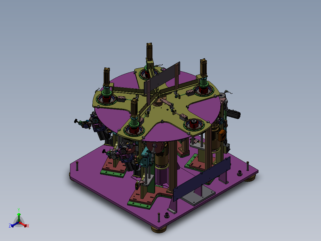 槽格机总成正等轴测图