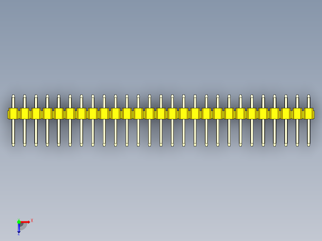 彩色公头100mil（2.54mm）系列-DS1021_yellow_1x27p_100mil_Type1_rev1.0俯视图
