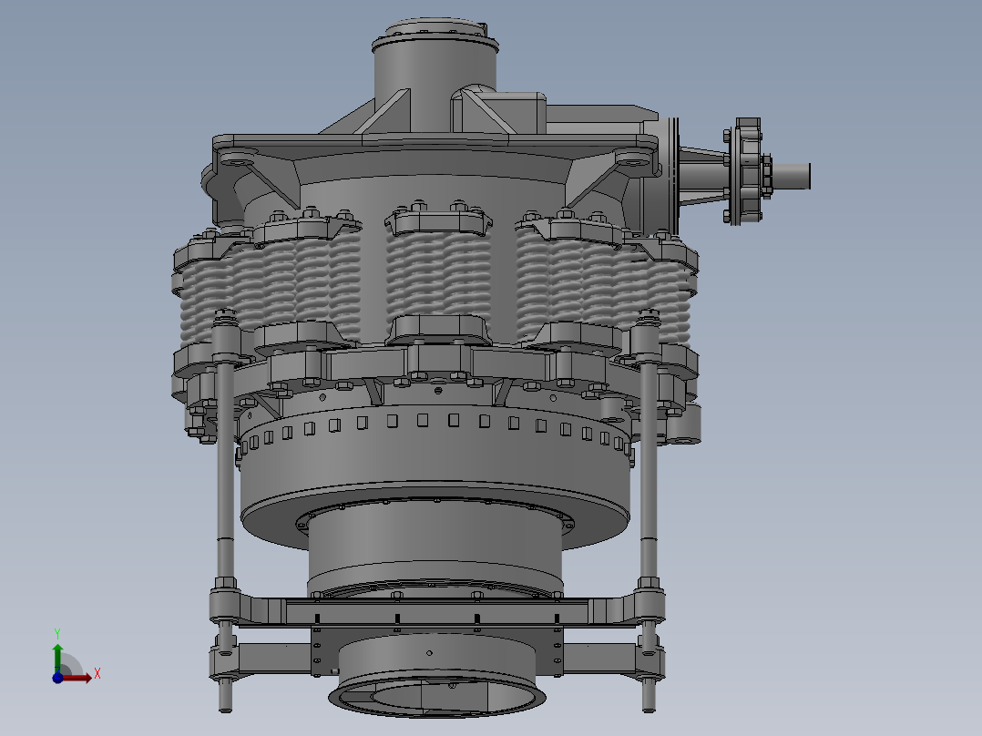 圆锥破碎机机械设计（pyb1200型圆锥式破碎机）【说明书+CAD图纸+SW三维+STEP x_t 通用格式+开题报告+外文翻译】前视图
