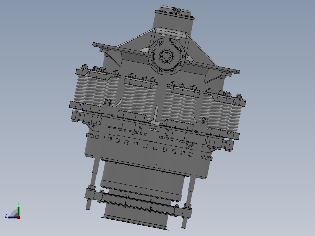 圆锥破碎机机械设计（pyb1200型圆锥式破碎机）【说明书+CAD图纸+SW三维+STEP x_t 通用格式+开题报告+外文翻译】右视图