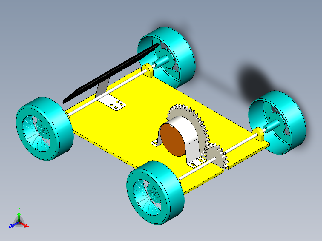 太阳能小车模型三维正等轴测图
