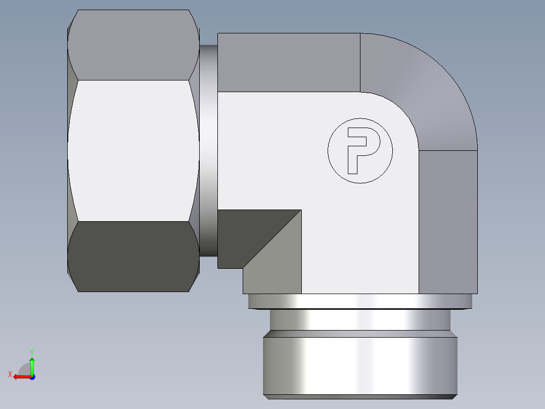 卡套式工业通用硬管接头EO_Male_stud_elbow_WE38SRCF后视图
