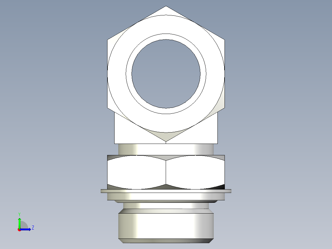 卡套式工业通用硬管接头EO_Adjustable_locknut_branch_tee_TEE28LRCF左视图