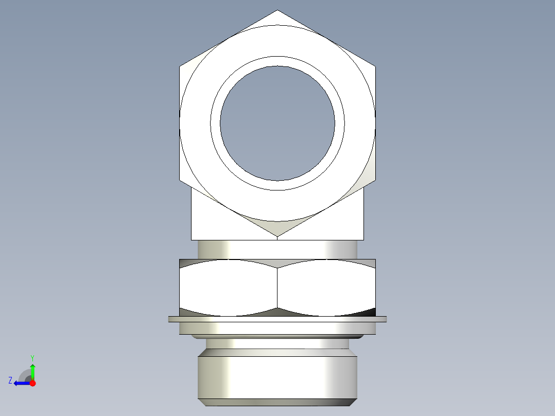 卡套式工业通用硬管接头EO_Adjustable_locknut_branch_tee_TEE28LRCF右视图