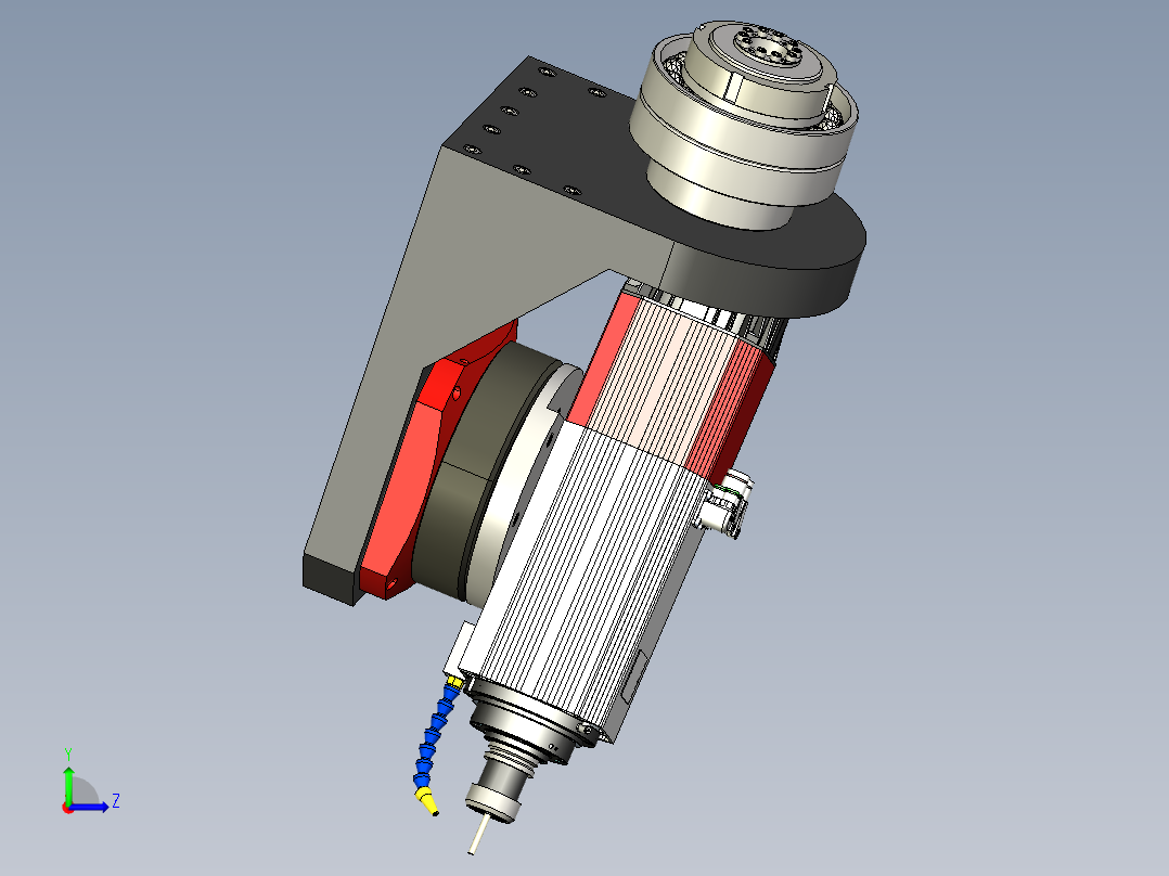 龙门机床旋转轴Gimbal Rotary模型3D图纸 INVENTOR设计左视图