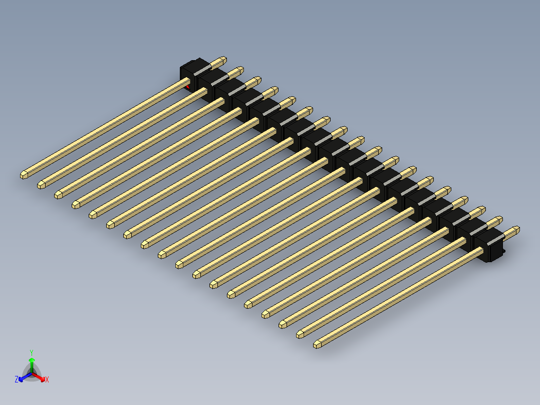 彩色公头100mil（2.54mm）系列-DS1021_black_1x18p_100mil_Type43_rev1.0正等轴测图