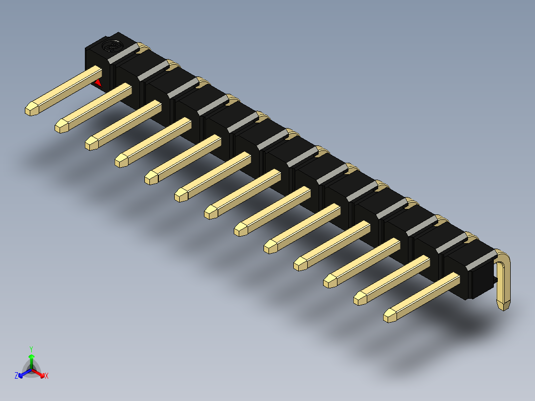 彩色公排针 100mil 2.54mm 系列-DS1022_black_1x13p_100mil_TypeD_rev1.0