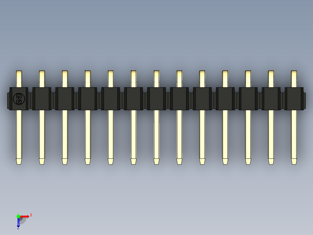彩色公排针 100mil 2.54mm 系列-DS1022_black_1x13p_100mil_TypeD_rev1.0俯视图