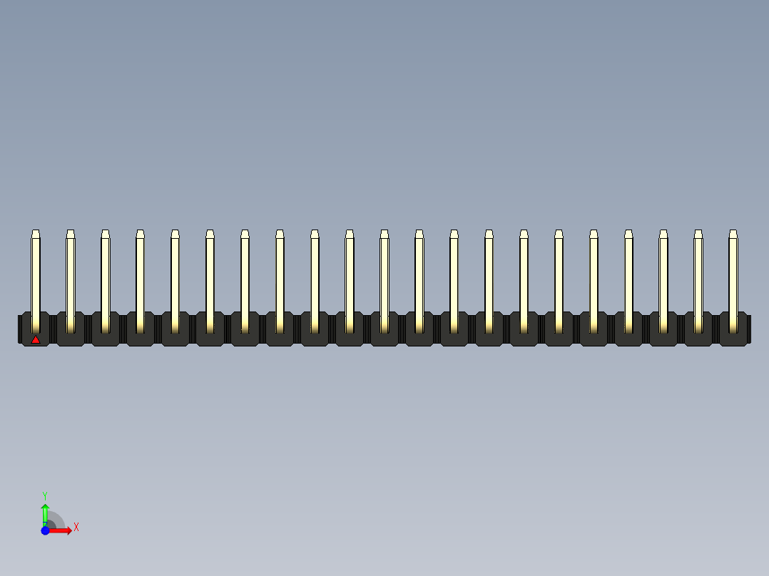 彩色公排针 100mil 2.54mm 系列-DS1022_black_21p_100mil_TypeU_rev1.0前视图
