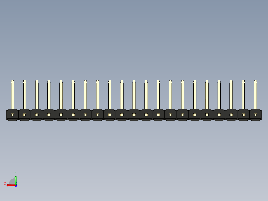 彩色公排针 100mil 2.54mm 系列-DS1022_black_21p_100mil_TypeU_rev1.0后视图
