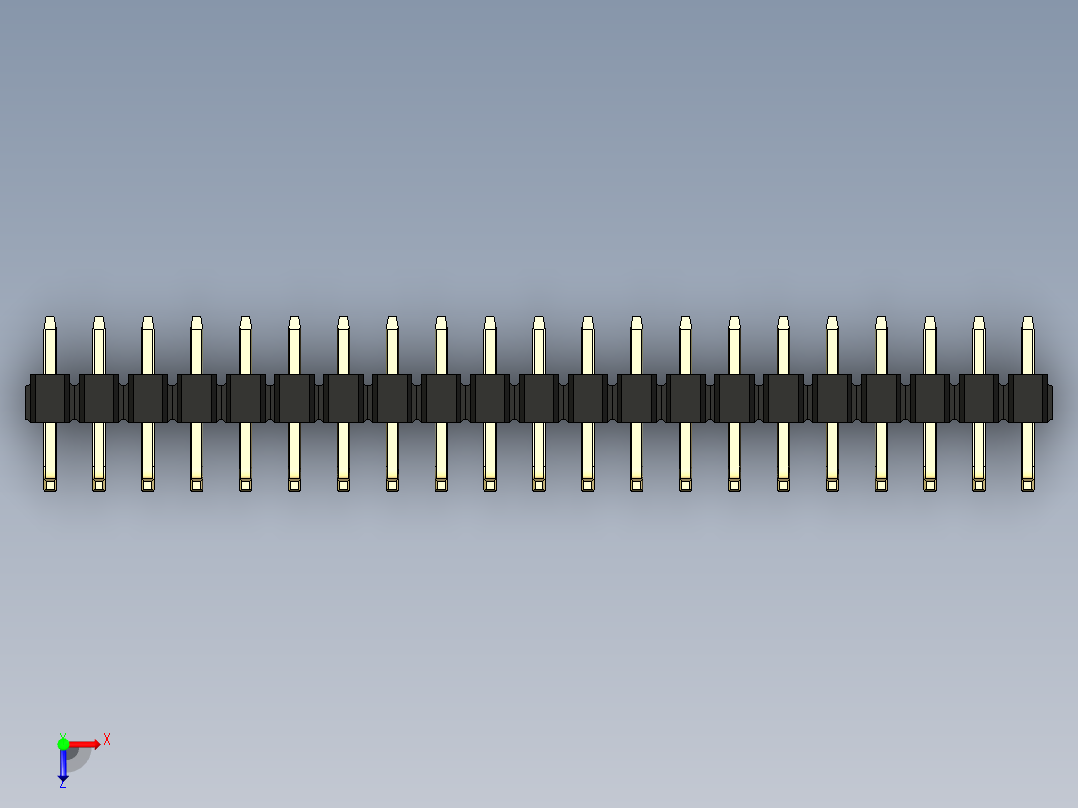 彩色公排针 100mil 2.54mm 系列-DS1022_black_21p_100mil_TypeU_rev1.0俯视图