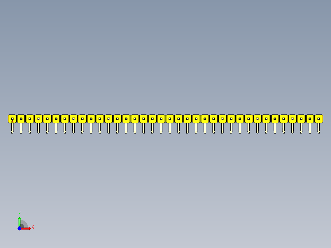 彩色公排针 100mil 2.54mm 系列-DS1022_yellow_1x36p_100mil_TypeD_rev1.0前视图
