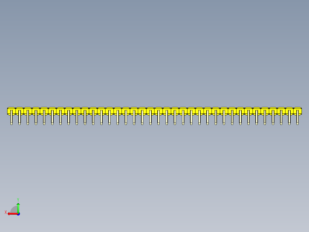 彩色公排针 100mil 2.54mm 系列-DS1022_yellow_1x36p_100mil_TypeD_rev1.0后视图