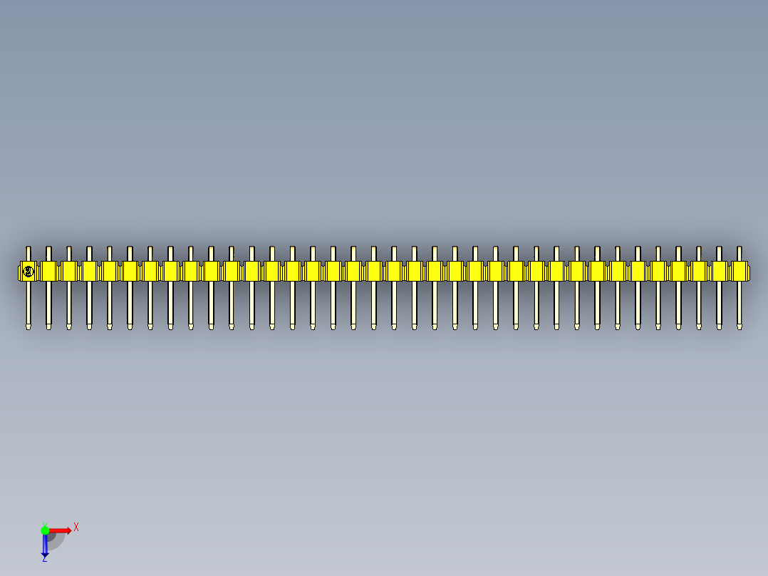 彩色公排针 100mil 2.54mm 系列-DS1022_yellow_1x36p_100mil_TypeD_rev1.0俯视图