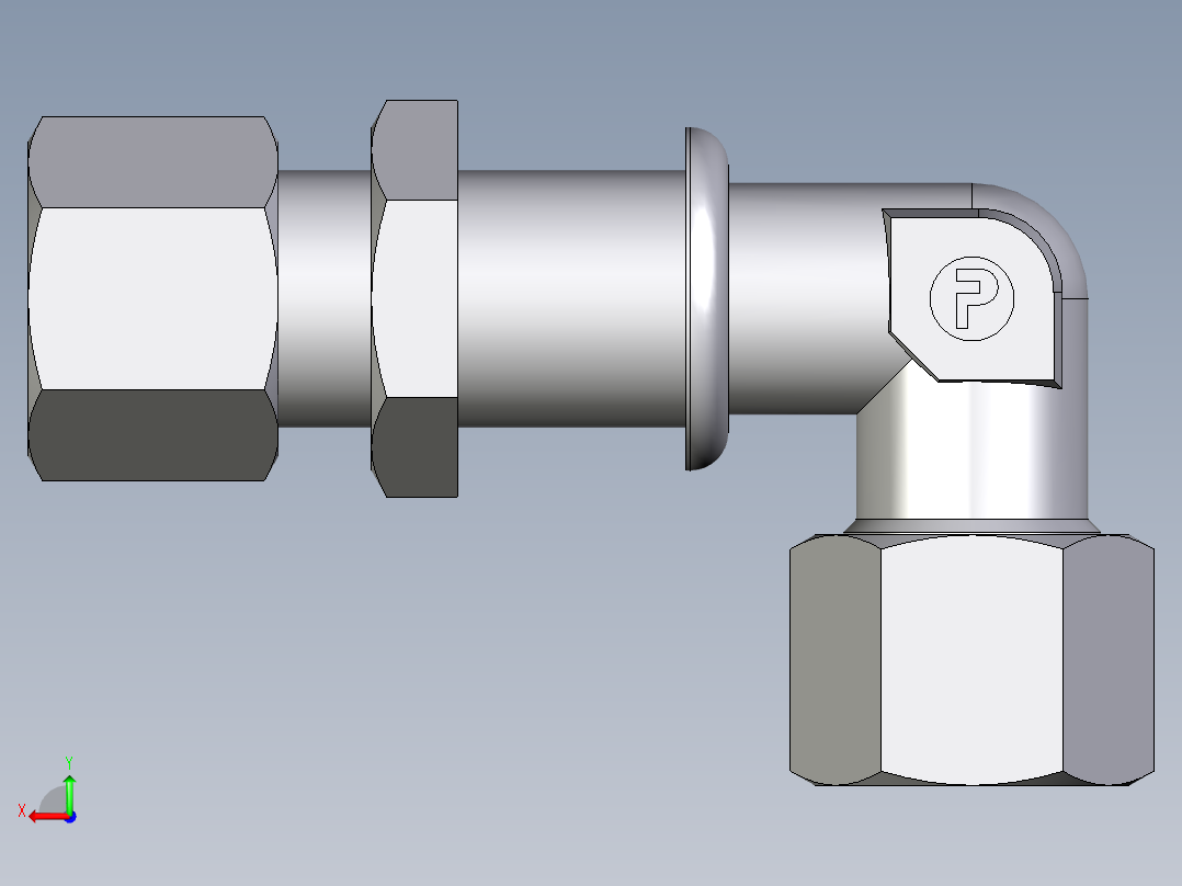 卡套式工业通用硬管接头EO_Bulkhead_elbow_WSV10S71后视图