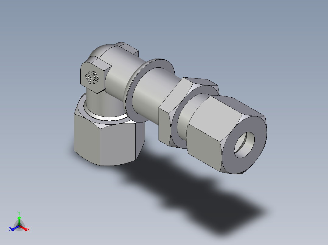 卡套式工业通用硬管接头EO_Bulkhead_elbow_WSV10S71正等轴测图