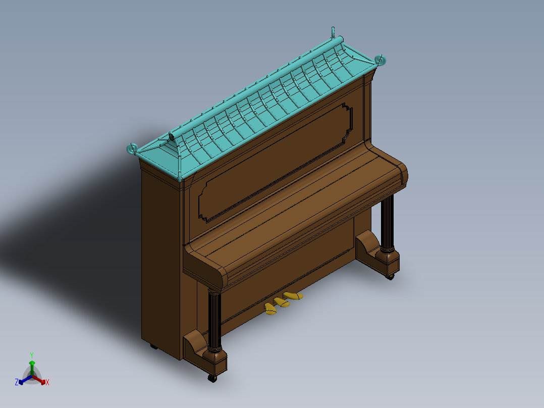 立式钢琴正等轴测图