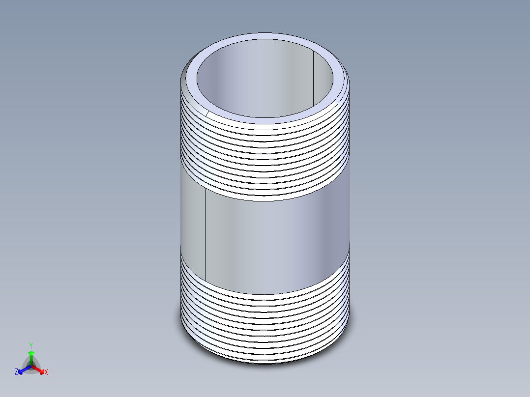 CPVC管件33-Sch80_Nipple_MPTxMPT_9861-296_2.5in x 5in正等轴测图