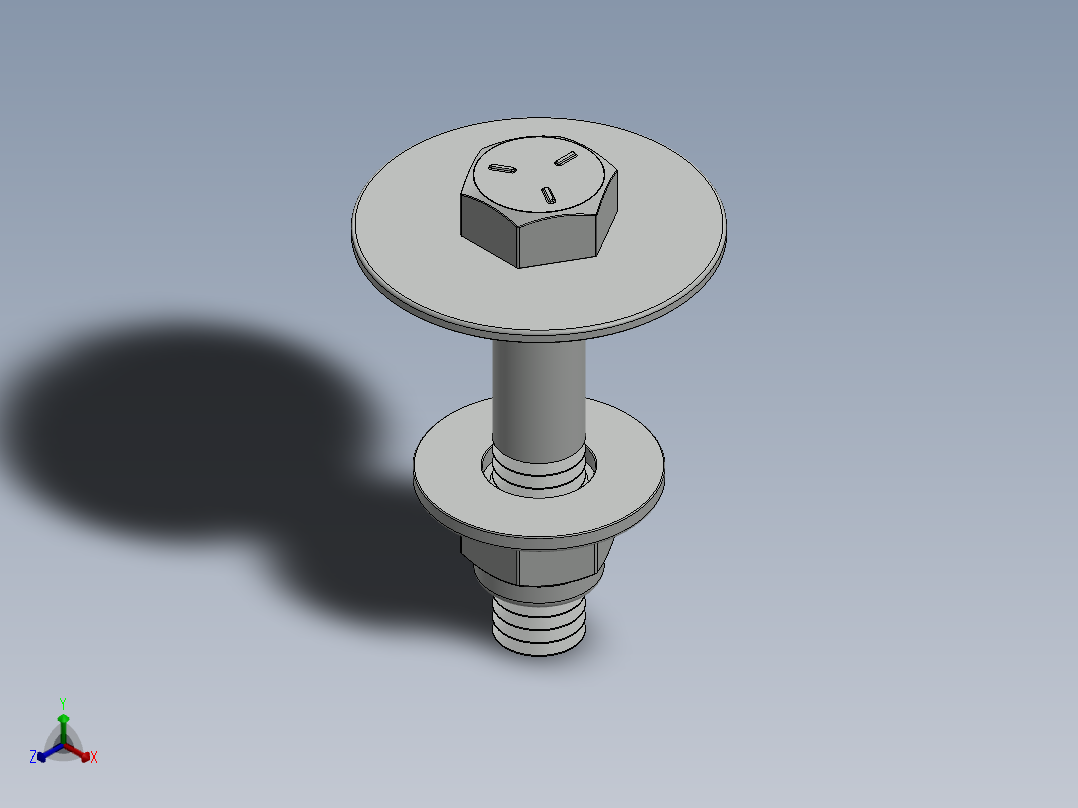 紧固件-0.3750 Bolt Hex正等轴测图