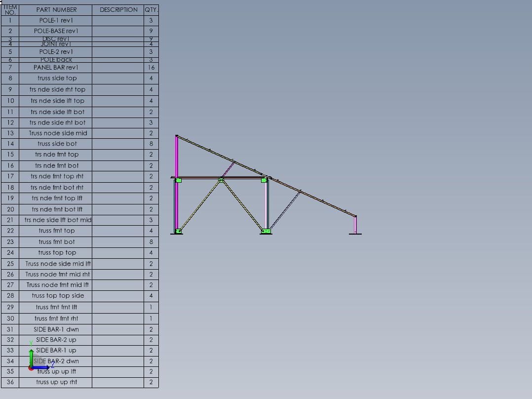太阳能电池板安装结构左视图