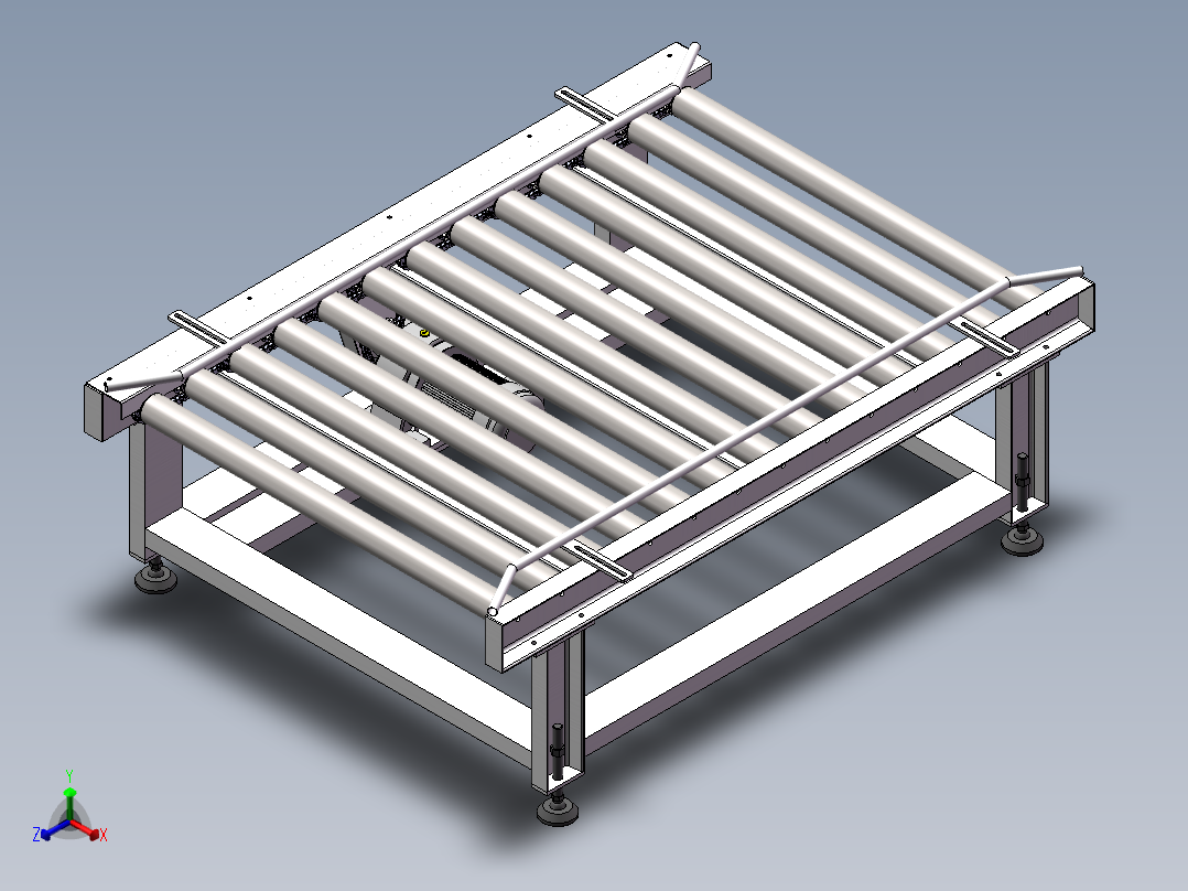 W1300X L2000X H700动力辊道输送机sw20可编辑正等轴测图