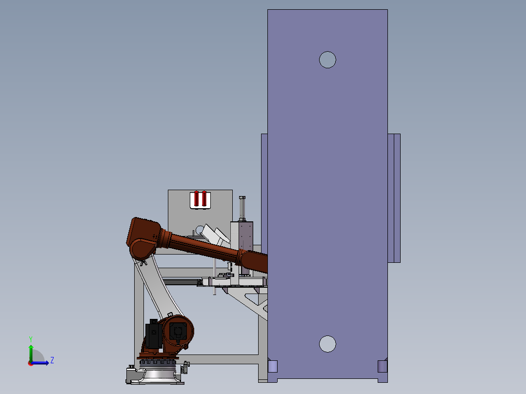 三工位红冲机器人上下料（sw22可编辑+工程图）左视图
