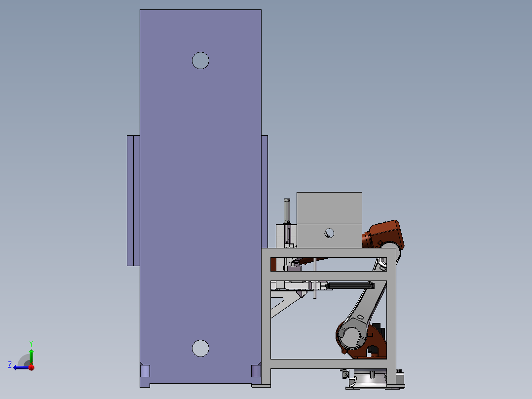 三工位红冲机器人上下料（sw22可编辑+工程图）右视图
